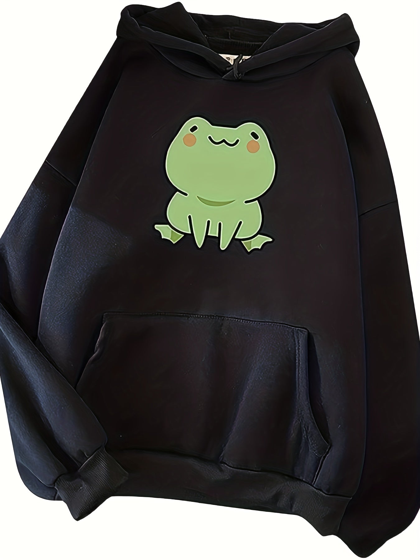 Cute Frog Hoodie Women Teen Girl Long Sleeve Splicing Sweatshirt Kawaii Frog Graphic Pullover with Pocket
