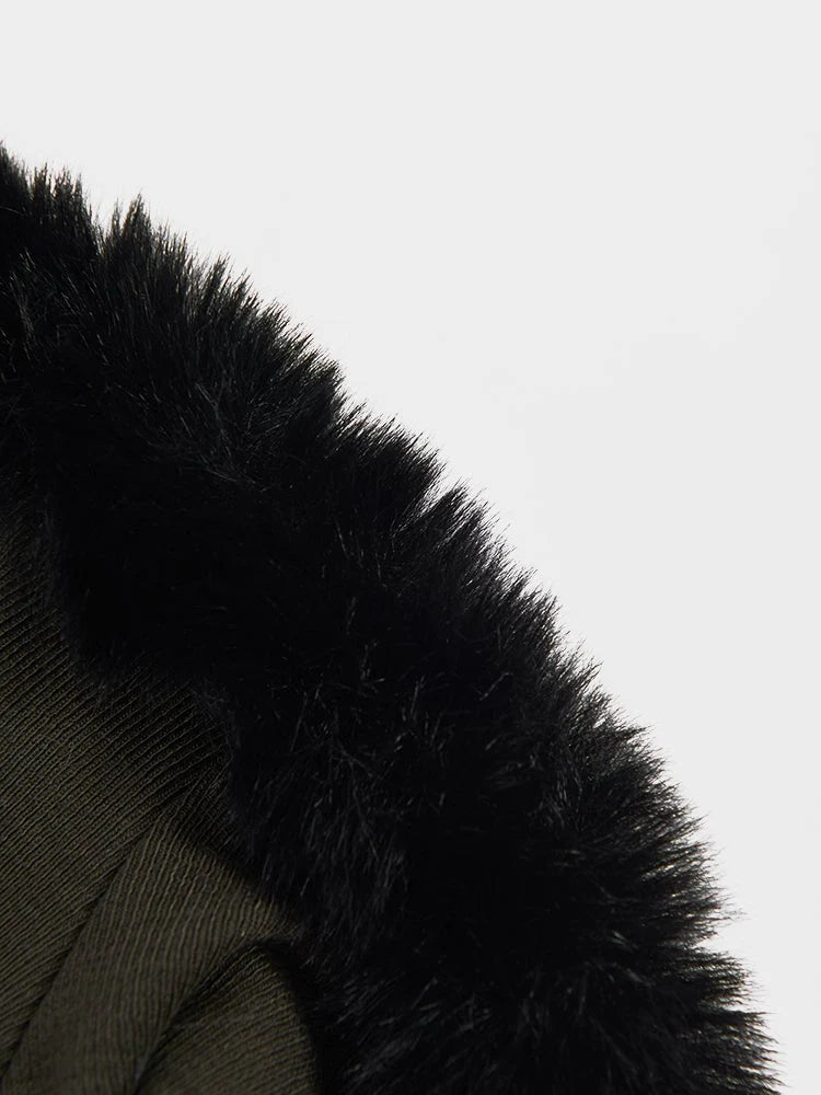 High-Neck Hollowed Fur Coat