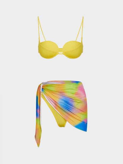 Colorful Print Three-piece Swimsuit