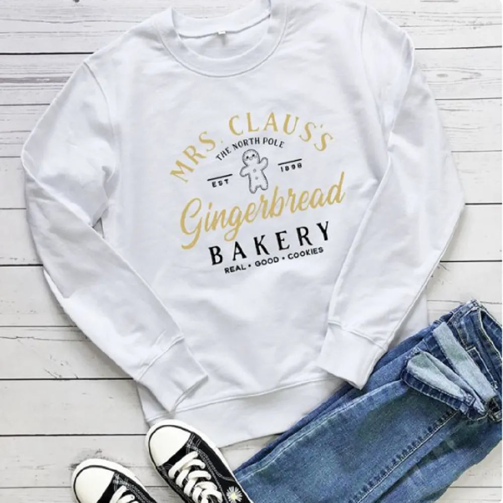Mrs Claus Gingerbread Colored Sweatshirt Merry Christmas Pullovers Funny xmas Sweats Women fashion Holiday style Vintage Top