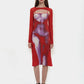  Women Sexy Thermal Body Print Long Sleeves Sling Party Club Bodycon Maxi Dress