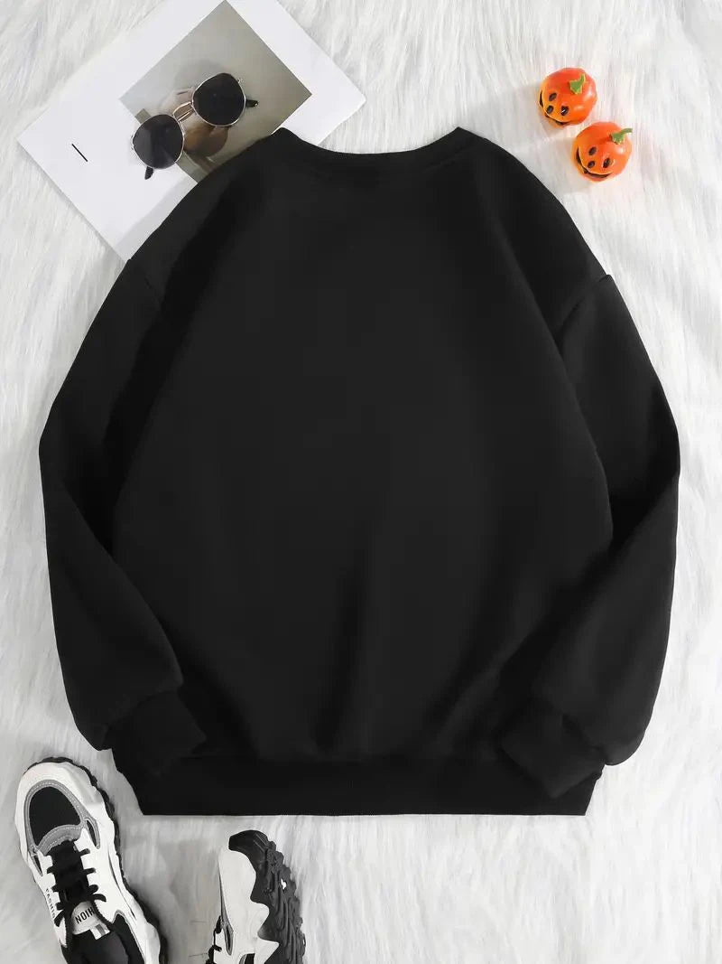 Autumn and Winter New Women's Fashion Casual Round Neck Sweatshirt Y2K Dark Print Fashion Street Loose Pullover