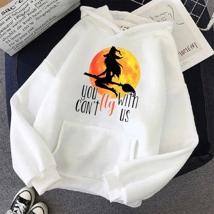 Autumn And Winter Women's New Harajuku Style Trend Y2K witch Print Hooded Sports Long-Sleeved Pullover Hoodie