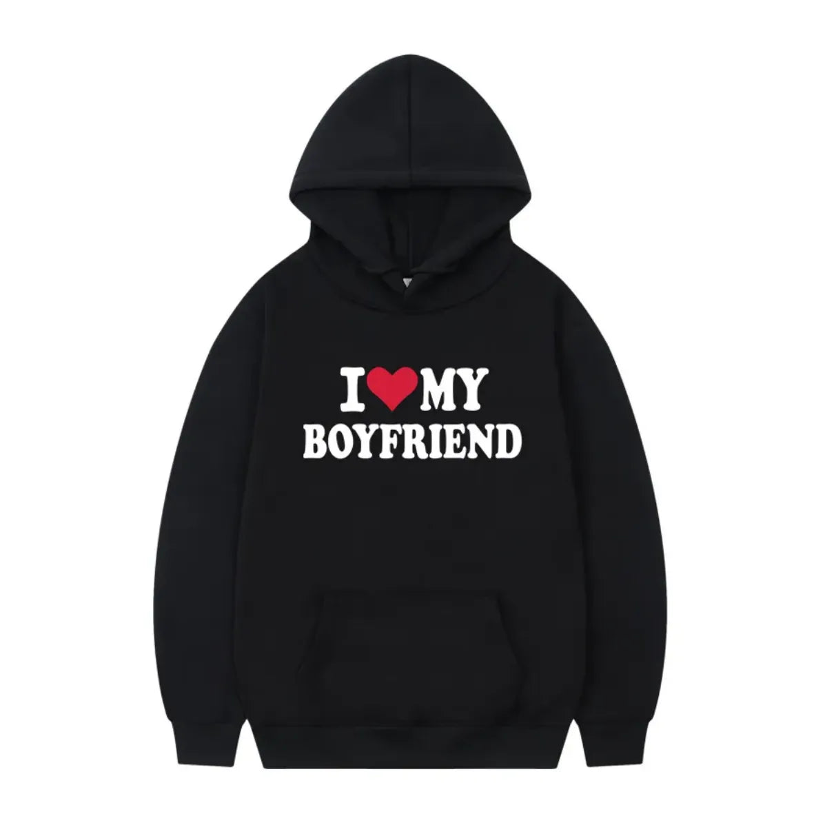 Printcess Women's Cute Harajuku Style Trend Y2K i Love My Boyfriend Print Hooded Sports Long-Sleeved Pullover Sweater Hoodies