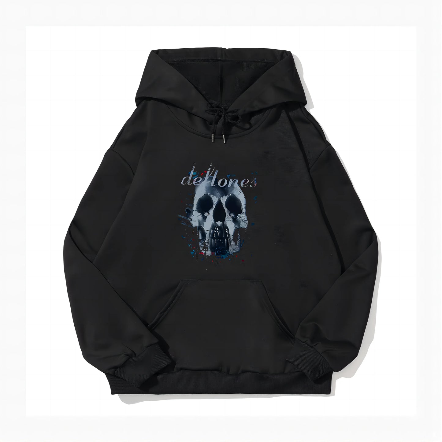 Deftones Skull Black Band Hoodies Hip Hop Fashion Punk Skeleton Sweatshirts Harajuku Gothic Vintage Rock Winter Warm Hooded Tops