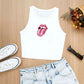 Women's Y2K Cool Sleeveless Round Neck Tank Top Cool Mouth Graphic Graphic Print Short Vest Tee Cool Street Fashion Wo
